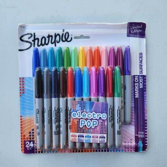 New SHARPIE Electro Pop Permanent Markers Fine Point Assorted Colors 24 Count Li - Picture 10 of 16